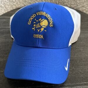 USTA Hat US Tennis Association Nike Dri-fit Royal Blue White Good Vibrations